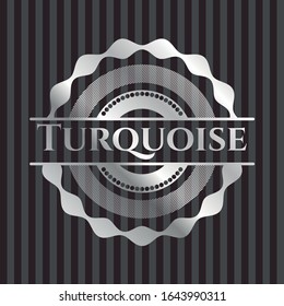 Insignia turquesa plateada brillante. Ilustración vectorial.Mosaico.