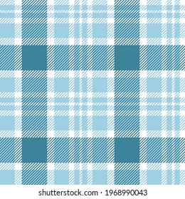 Turquoise simple tartan. Seamless vector classic blue plaid. Suitable for fashion, home decor and stationary.