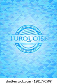 Turquoise sky blue mosaic emblem