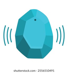 Turquoise smart tag emitting a signal for tracking and locating objects