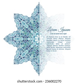 Turquoise snowflake watercolor doodle decorative pattern