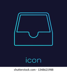 Turquoise Social media inbox line icon isolated on blue background. Social network element, symbol. Vector Illustration