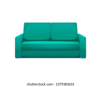 Turquoise sofa in a realistic style. Can be used for interior design. Living room furniture