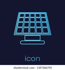 Turquoise Solar energy panel line icon isolated on blue background. Vector Illustration