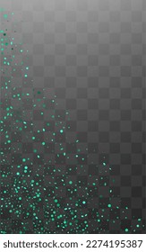Türkisfarbener, hellblauer, transparenter Hintergrund. Helle Splash Illustration. Emerald Dot Falling Einladung. Staubeffekthintergrund.