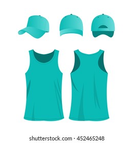 Turquoise sport top and cap vector set