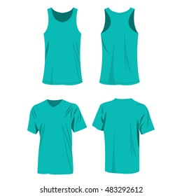 turquoise sport top and t-shirt isolated vector set