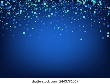 Turquoise Square Abstract Blue Vector Background. Top Confetti Wallpaper. Decoration Cell Pattern. Blue Celebrate Texture.