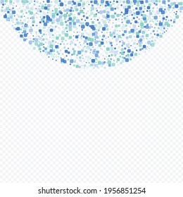 Turquoise Square Celebrate Vector Transparent Background. Independence Confetti Texture. Decoration Cell Postcard. Blue Invitation Design.