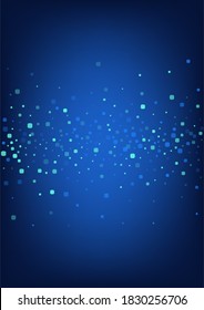 Decoración cuadrada turquesa con fondo vectorial azul. Postal de Confetti Volador. Ilustración de la célula carnaval. Textura de la celebración azul.