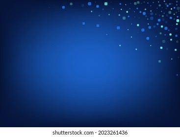 Decoración cuadrada turquesa con fondo vectorial azul. Ilustración De Confetti Caída. Diseño de partículas de invitación. Patrón de celebración azul.