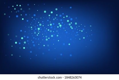 Turquoise Square Falling Blue Vector Background. Flying Particle Illustration. Celebrate Confetti Pattern. Blue Abstract Design.