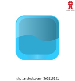 turquoise square glossy button, vector design for website