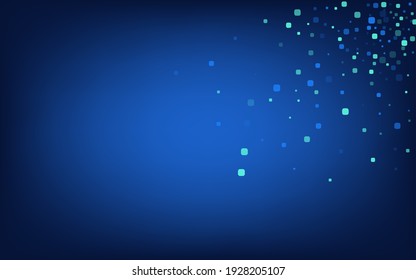 Turquoise Square Invitation Blue Vector Background. Flying Rhombus Card. Celebrate Cell Illustration. Blue Carnaval Invitation.