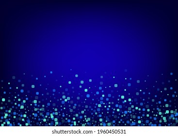 Turquoise Square Invitation Blue Vector Background. Abstract Confetti Banner. Independence Rhombus Wallpaper. Blue Carnaval Postcard.
