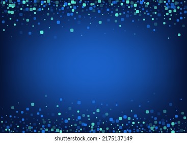 Turquoise Square Invitation Blue Vector Background. Carnaval Confetti Card. Top Particle Design. Blue Independence Illustration.