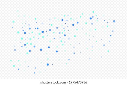 Turquoise Square Invitation Vector Transparent Background. Carnaval Rhombus Backdrop. Falling Particle Wallpaper. Blue Celebrate Illustration.