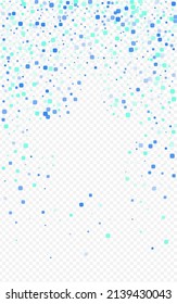 Turquoise Square Invitation Vector Transparent Background. Effect Confetti Texture. Celebrate Cell Pattern. Blue Celebration Backdrop.