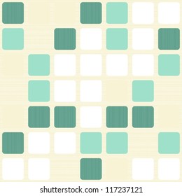 turquoise square tiles on light beige retro seamless pattern