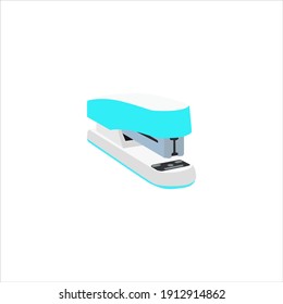 Turquoise Stapler, office device, isolated on white background.