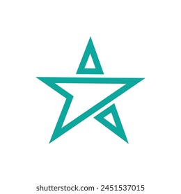 Turquoise Star Logo Vector in elegant Style with White Background