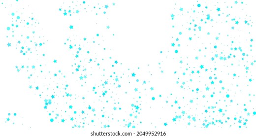 Turquoise Stars Anniversary. Blue Texture Cosmos. Green Falling Greeting. Vector Space. Pattern Background. Confetti Greeting. Texture Wallpaper. Summer Symbol.