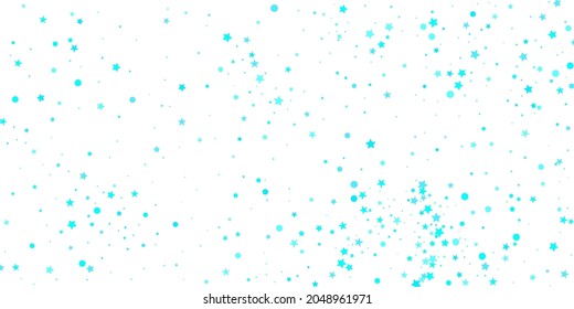 Turquoise Stars Gift. Green Texture Cosmos. Blue Falling Greeting. Vector Banner. Pattern Background. Confetti Festive. Texture Greeting. Summer Background.