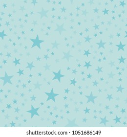 Turquoise stars pattern on light blue delicate background.