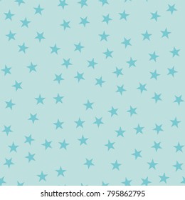 Turquoise stars seamless pattern on light blue remarkable background.