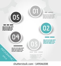 turquoise striped circle buttons with numbers. infographic concept.