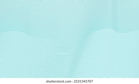 Turquoise stripes background. Futuristic blue lines background. Turquoise waves. Fruid waves texture. Blue flowing lines bg. Abstract blue background with lines.