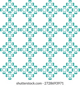 Patrón floral estilizado turquesa sobre rejilla transparente creando un elegante fondo decorativo. Ideal para temas sofisticados y naturales.