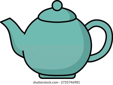 Ilustración vectorial de icono de tetera turquesa aislada sobre fondo blanco
