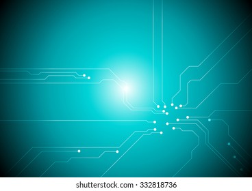 Turquoise tech circuit board background. Vector design