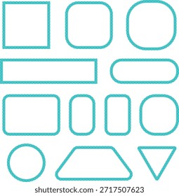 Conjunto de Formas de contorno con textura turquesa y marcos redondeados. Limpie los bordes geométricos con detalles de grano suave y estilo moderno. Elementos de interfaz de usuario versátiles para diseños de Web, App y Diseño gráfico.