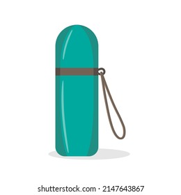 Termo turquesa para el té con fondo blanco. ilustración vectorial