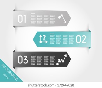 turquoise three infographic arrow stickers. infographic concept.
