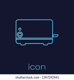 Turquoise Toaster line icon isolated on blue background. Vector Illustration