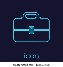 Turquoise Toolbox line icon isolated on blue background. Tool box sign. Vector Illustration