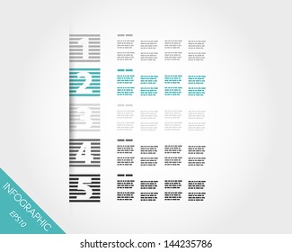 turquoise transparent infographics with five striped numbers. infographic concept.