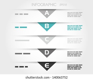 turquoise transparent triangular infographic five options. infographic concept.