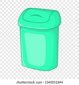 Turquoise trash can icon in cartoon style on a background for any web design 