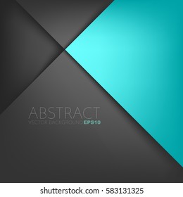 Turquoise triangle background cross with black triangle on black space for text and message design