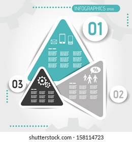 turquoise triangular infographic template with buttons. infographic concept.