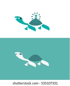 turquoise turtles with hourglass vector icon