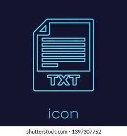 Turquoise TXT file document icon. Download txt button line icon isolated on blue background. Text file extension symbol. Vector Illustration