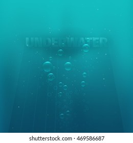 turquoise underwater landscape with bubbles 
