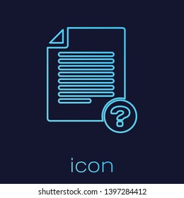 Turquoise Unknown document line icon isolated on blue background. File with Question mark. Hold report, service and global search sign. Vector Illustration Turquoise Unknown document line icon isolated on blue background. File with Question mark. Hold report, service and global search sign. Vector Illustration