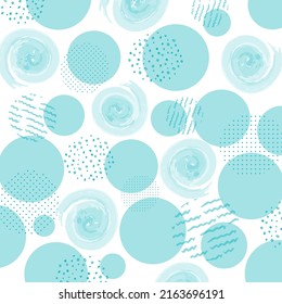  Turquoise vector abstract doodle template. Pastel color dotted pattern on white background. Polka dot backdrop with hand-drawn circles texture