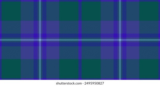 Turquoise vector check pattern, fiber plaid background seamless. Many texture fabric tartan textile in teal and blue colors palette.